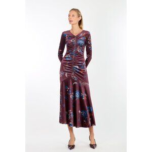 NWT SUPER NATURAL BY SECRET MISSION BURGUNDY FLORAL VELVET DUSK MAXI DRESS LARGE